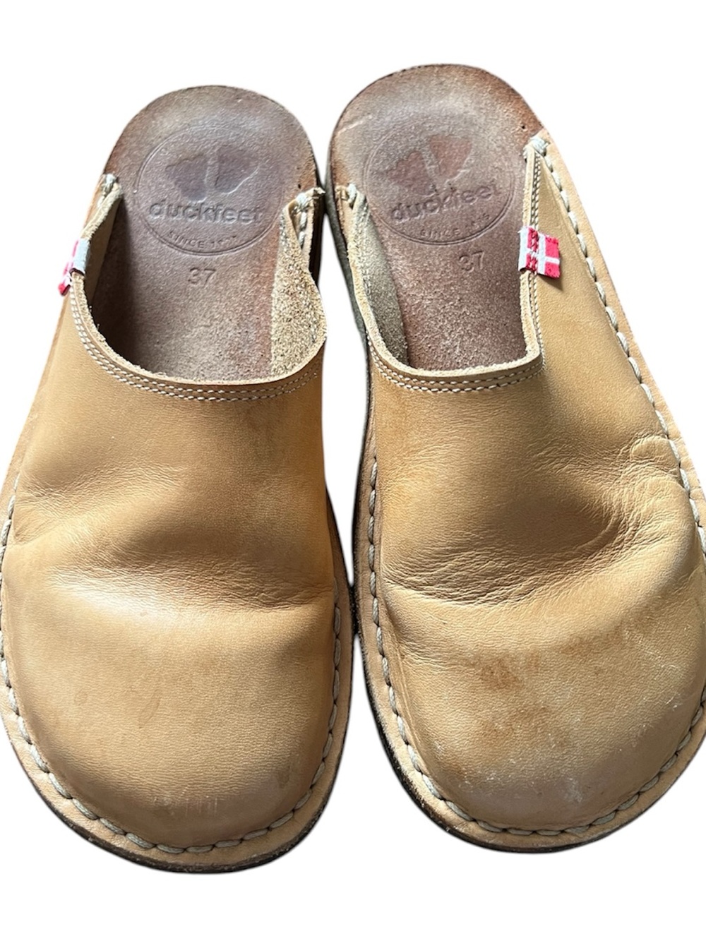 Duckfeet Tan Leather Clogs, size 37